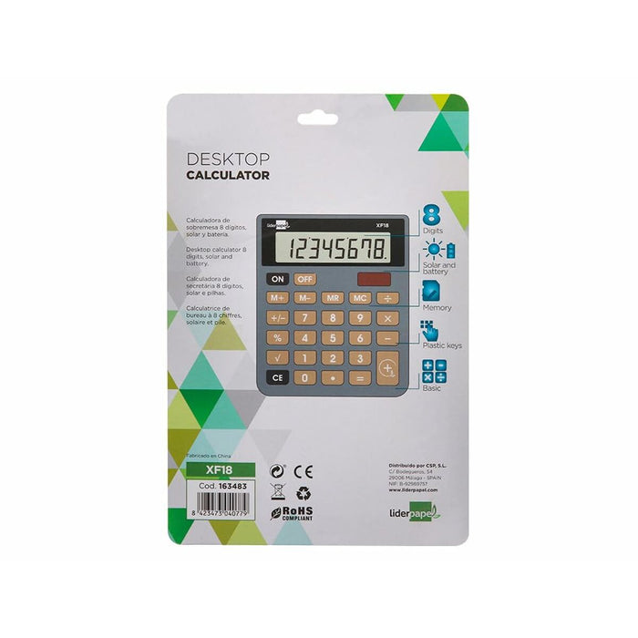 Calculator Liderpapel XF18 Gri Plastic