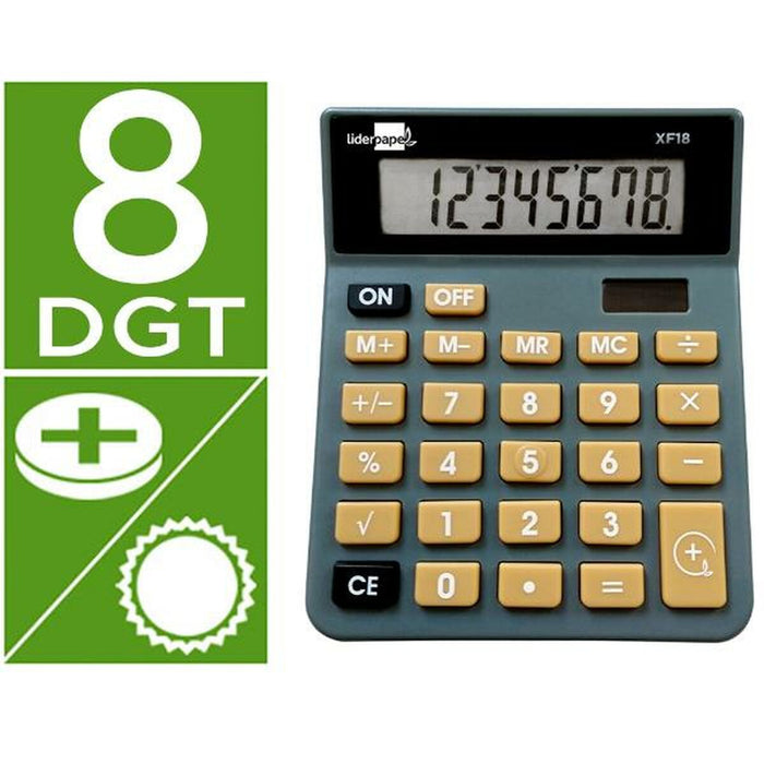 Calculator Liderpapel XF18 Gri Plastic