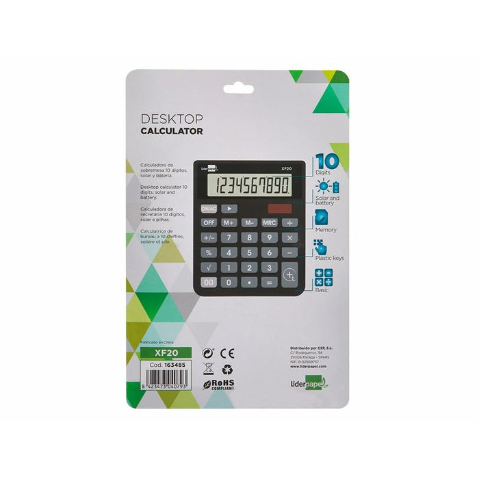 Calculator Liderpapel XF20 Negru Plastic