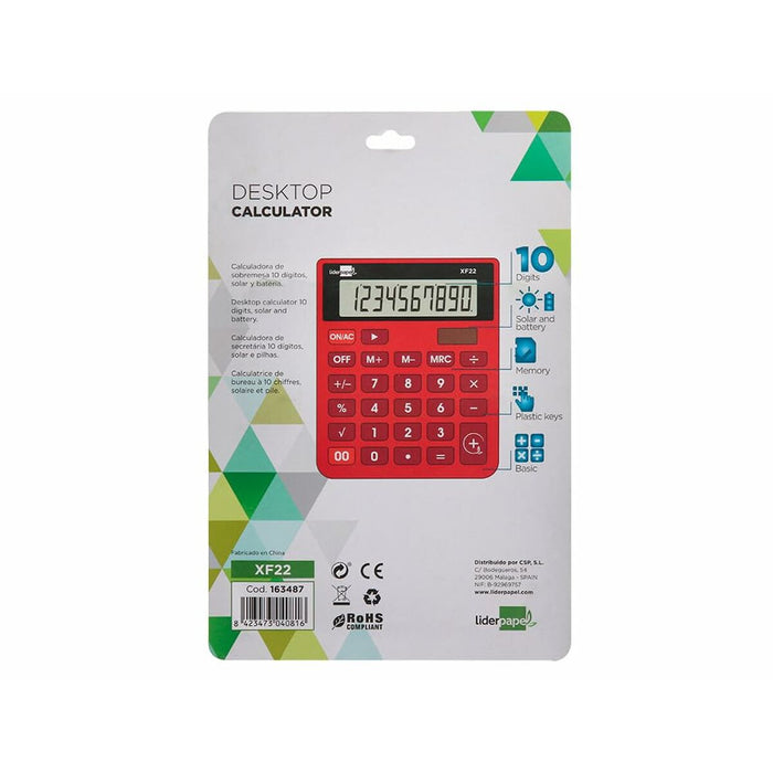 Calculator Liderpapel XF22 Roșu Plastic