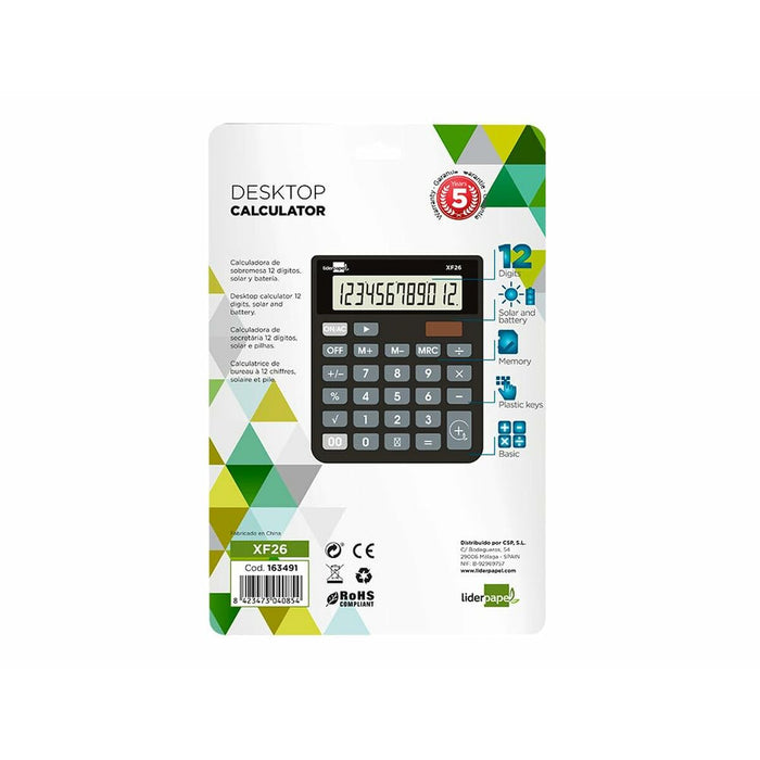 Calculator Liderpapel XF26 Negru Plastic