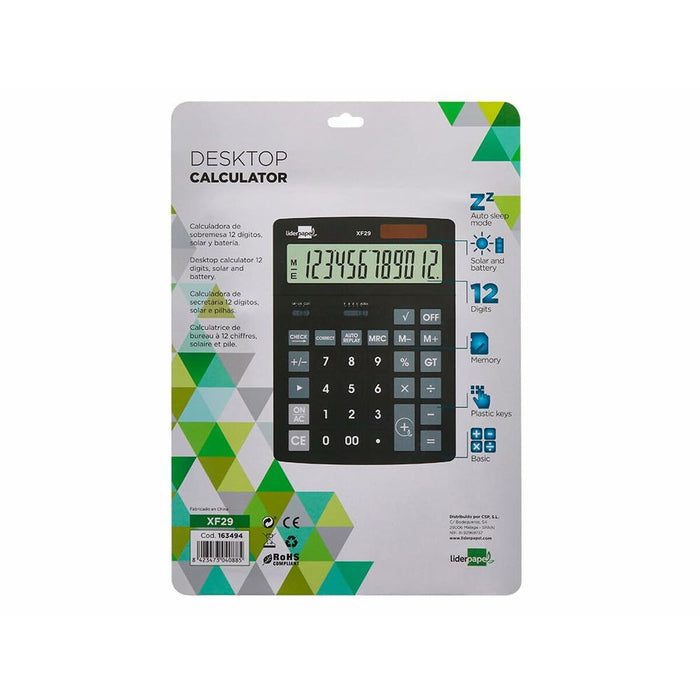 Calculator Liderpapel XF29 Negru Plastic