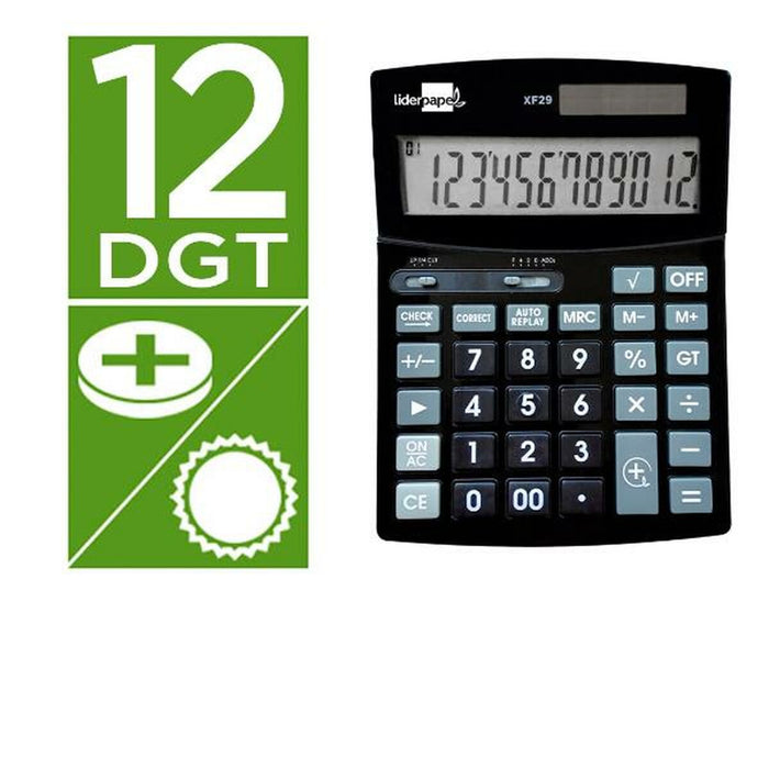 Calculator Liderpapel XF29 Negru Plastic