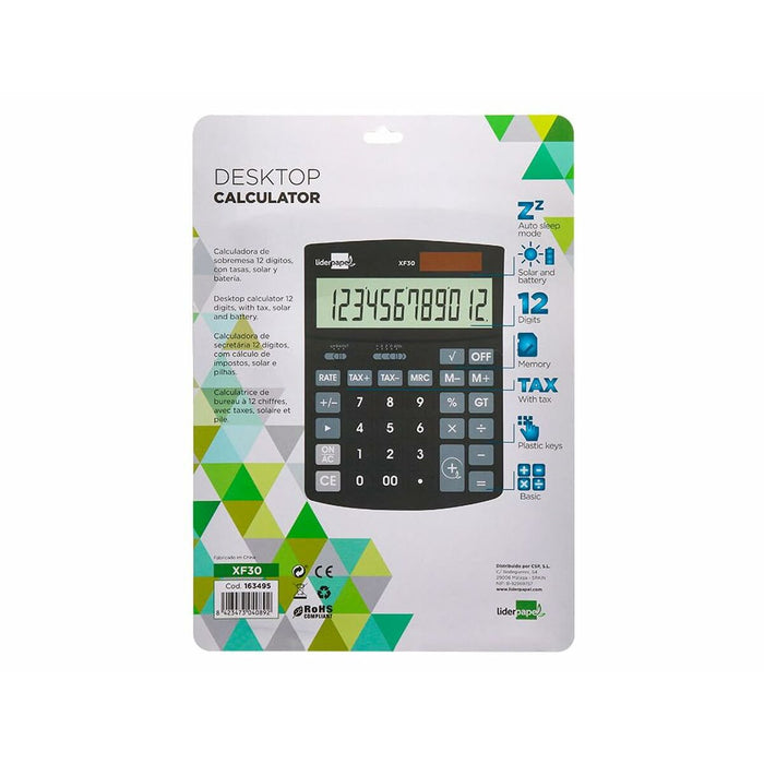 Calculator Liderpapel XF30 Negru Plastic