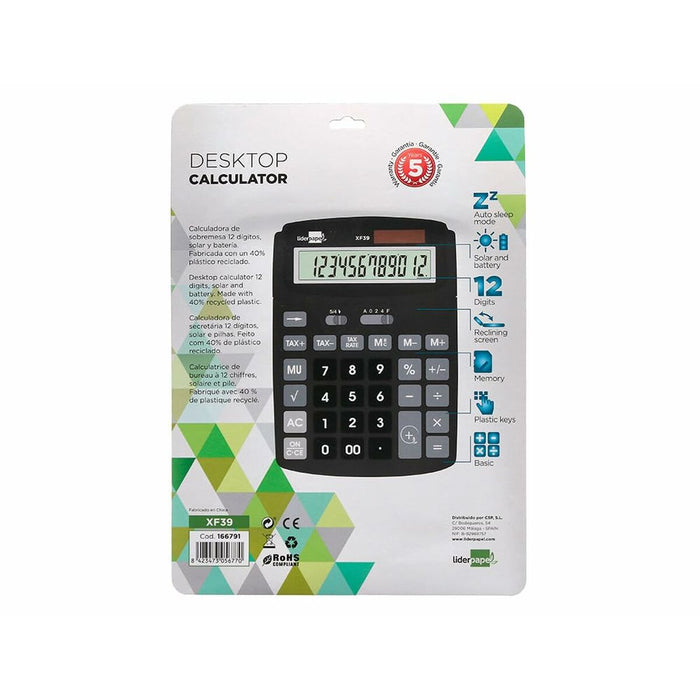 Calculator Liderpapel XF39 Negru Plastic