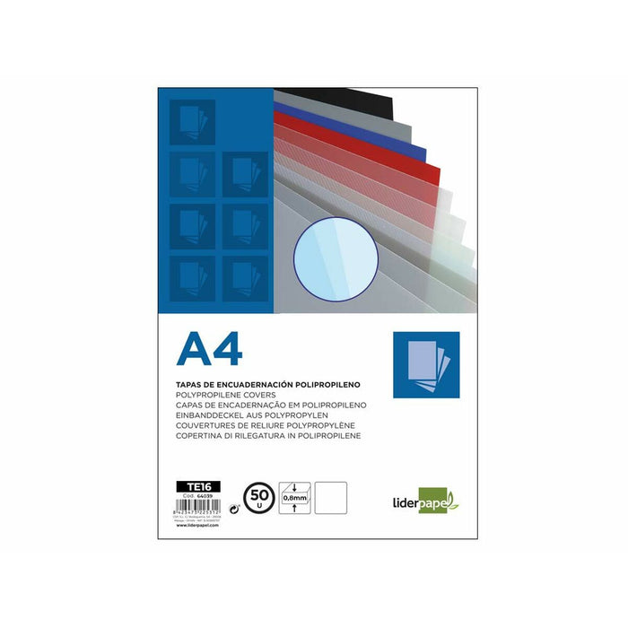 Set de capace Liderpapel TE16 Plastic Transparent A4 (50 Unități)
