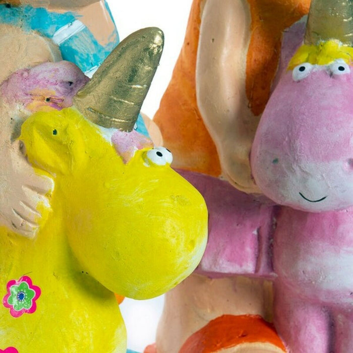 Figură Decorativă DKD Home Decor Fibră de Sticlă Albastru Roz Unicorn Băieți 23 x 19 x 40 cm Mediterană