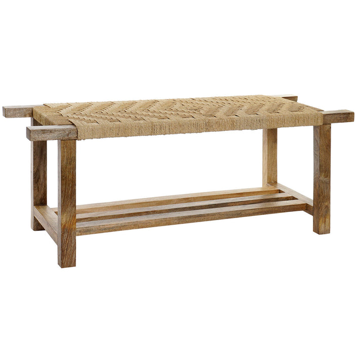 Bancă DKD Home Decor Natural Lemn Въже Lemn de mango