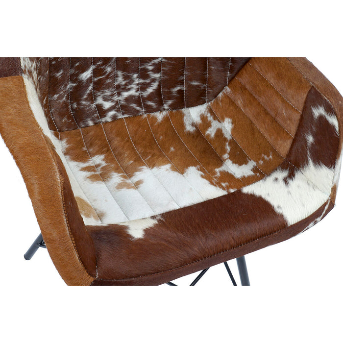 Scaun de Sufragerie DKD Home Decor 8424001623532 Alb Maro Negru Multicolor Piele Metal 61 x 53 x 81,5 cm