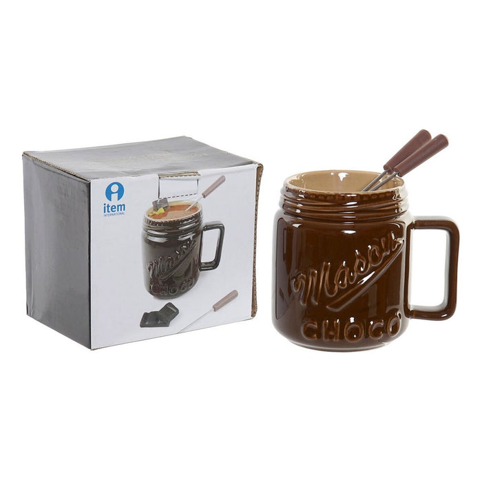 Aparat Fondue de Ciocolată DKD Home Decor 8424001655052 Maro Oțel inoxidabil Porțelan Oțel