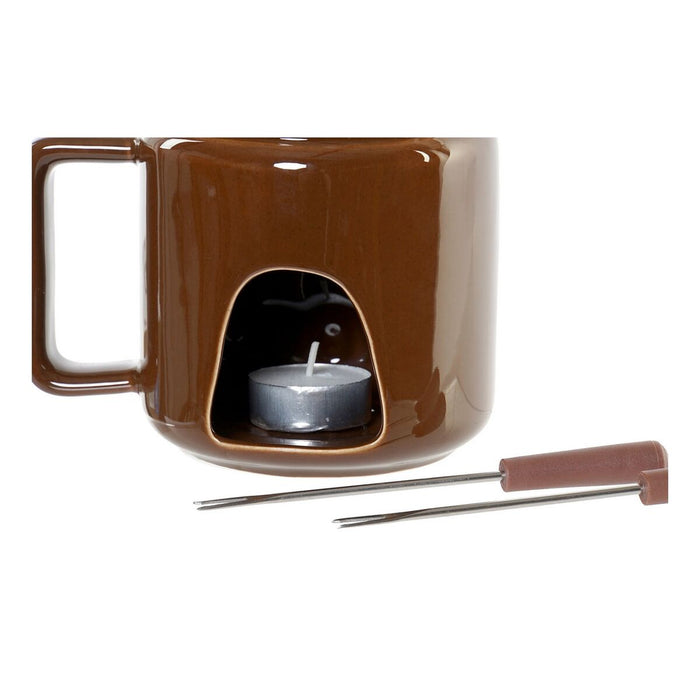 Aparat Fondue de Ciocolată DKD Home Decor 8424001655052 Maro Oțel inoxidabil Porțelan Oțel