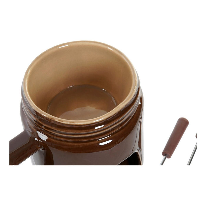 Aparat Fondue de Ciocolată DKD Home Decor 8424001655052 Maro Oțel inoxidabil Porțelan Oțel