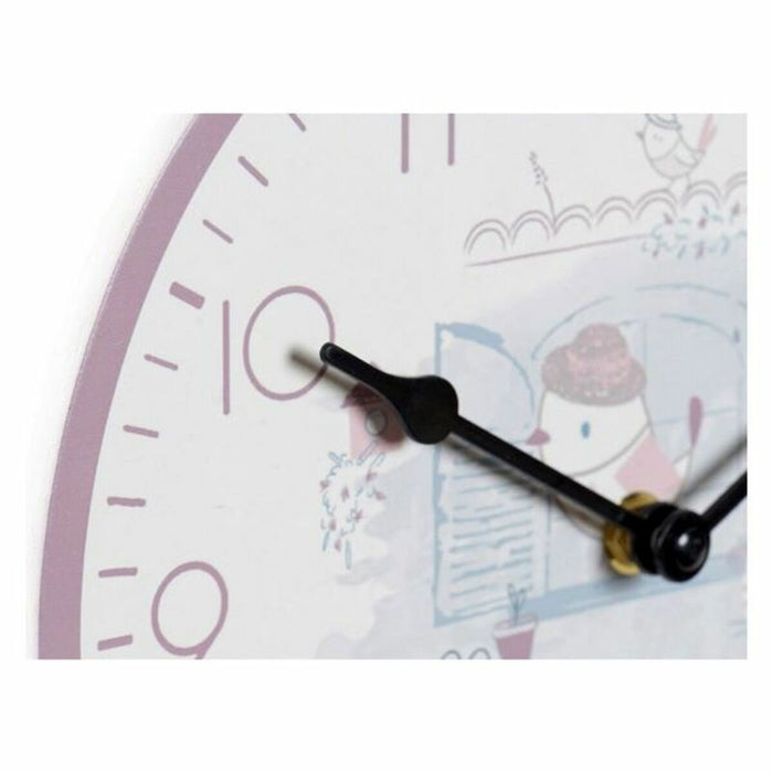 Ceas de Perete DKD Home Decor Albastru Multicolor Roz Lemn Metal Plastic Lemn MDF Infantil Pasăre 24 x 3 x 24 cm (2 Unități)