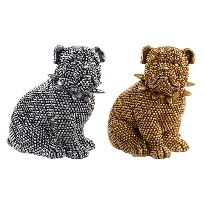 Figură Decorativă DKD Home Decor Auriu* Argintiu Câine Loft 20,5 x 14,5 x 22 cm (2 Unități)