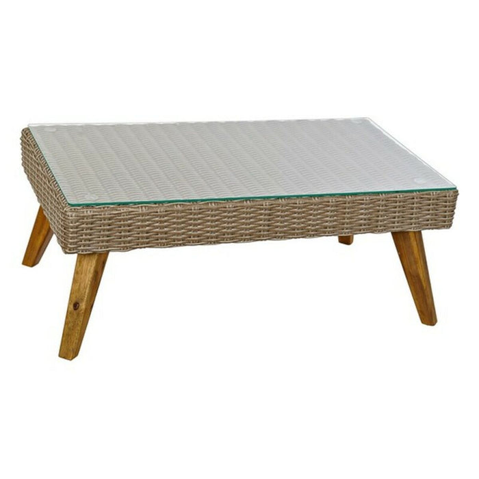 Set masă cu Trei scaune DKD Home Decor MB-166666 137 x 66 x 70,5 cm Geam Lemn ratan sintetic Oțel (4 pcs)