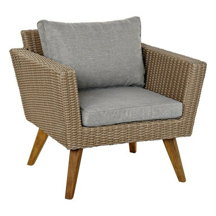Set masă cu Trei scaune DKD Home Decor MB-166666 137 x 66 x 70,5 cm Geam Lemn ratan sintetic Oțel (4 pcs)