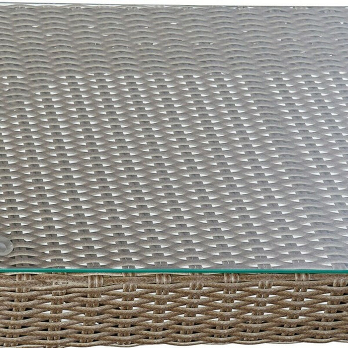 Set masă cu Trei scaune DKD Home Decor MB-166666 137 x 66 x 70,5 cm Geam Lemn ratan sintetic Oțel (4 pcs)