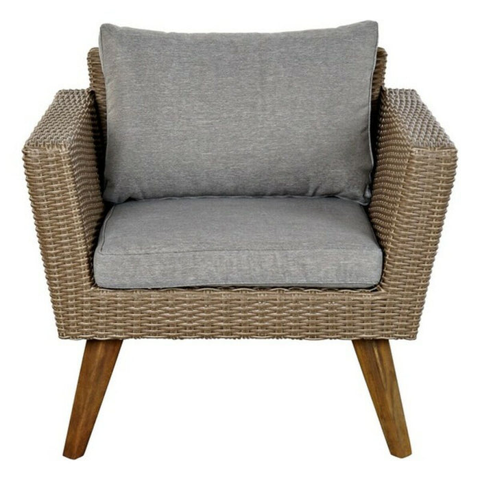 Set masă cu Trei scaune DKD Home Decor MB-166666 137 x 66 x 70,5 cm Geam Lemn ratan sintetic Oțel (4 pcs)