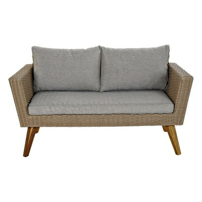 Set masă cu Trei scaune DKD Home Decor MB-166666 137 x 66 x 70,5 cm Geam Lemn ratan sintetic Oțel (4 pcs)