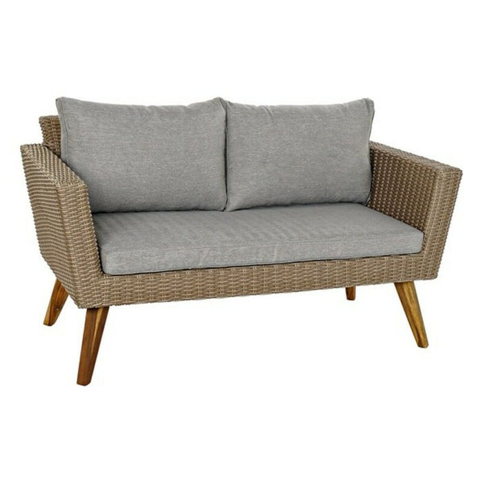 Set masă cu Trei scaune DKD Home Decor MB-166666 137 x 66 x 70,5 cm Geam Lemn ratan sintetic Oțel (4 pcs)