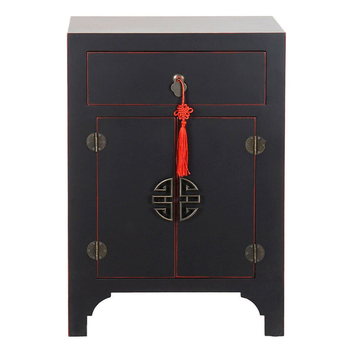 Noptieră DKD Home Decor Brad Roșu Negru Lemn MDF 45 x 34 x 66 cm