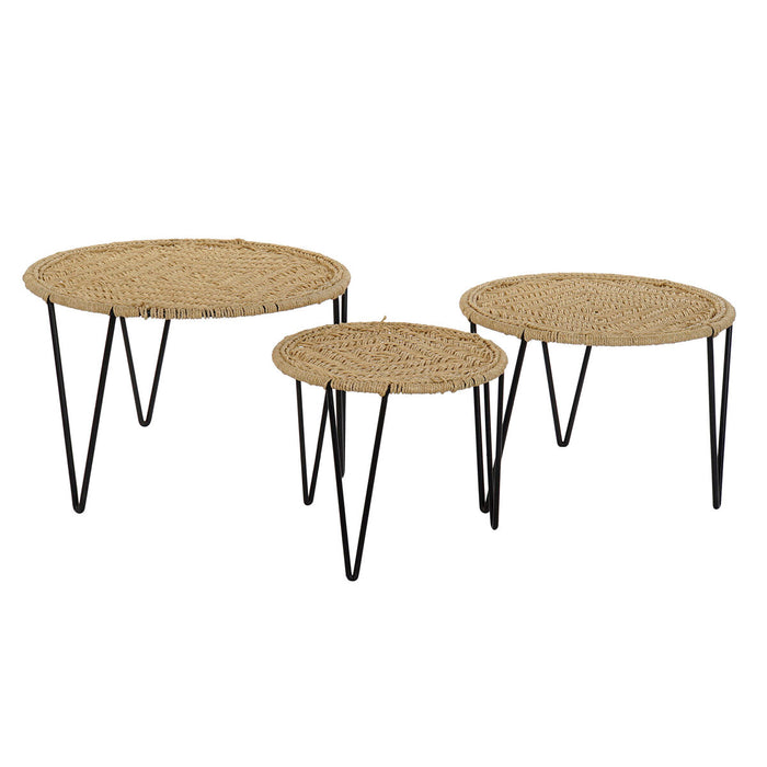 Set de 3 mese DKD Home Decor Maro Negru Natural 62 x 62 x 40 cm 62 x 62 x 40,5 cm