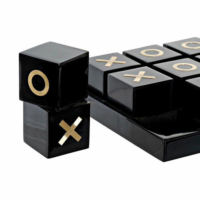Joc X și Zero DKD Home Decor Negru Alb Rășină Alamă (21 x 21 x 7 cm)