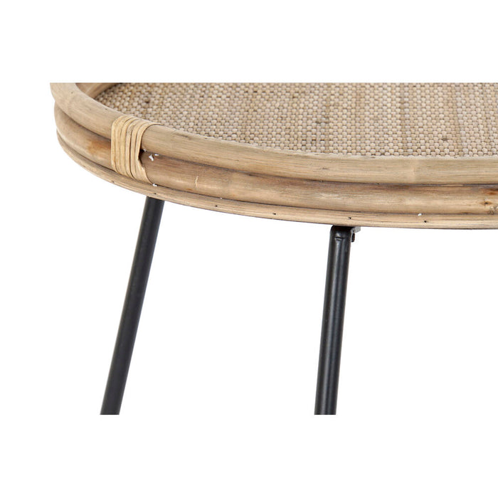 Masa laterală DKD Home Decor Negru Metal Maro Ratan (57 x 57 x 47 cm)