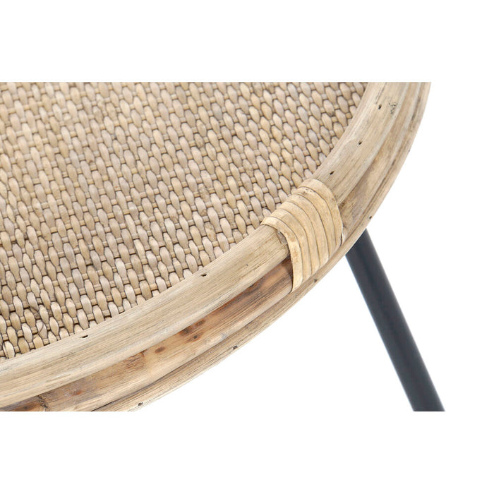 Masa laterală DKD Home Decor Negru Metal Maro Ratan (57 x 57 x 47 cm)