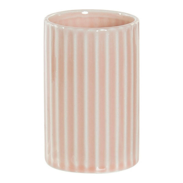 Suport pentru periuțe de dinți DKD Home Decor Roz Plastic Gresie 7,2 x 7,2 x 11,5 cm