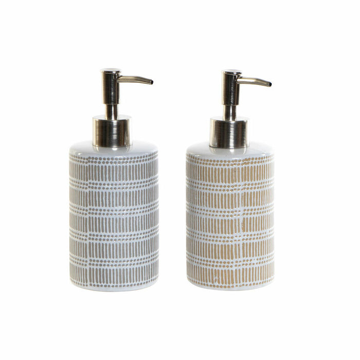 Dozator de Săpun DKD Home Decor 7,2 x 8 x 18 cm Gri ABS Gresie Boho (2 Unități)