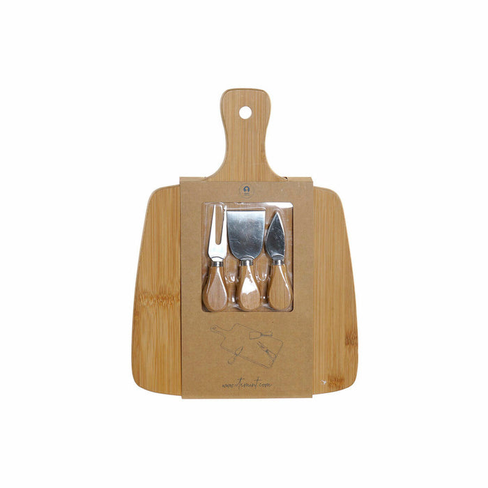 Masă de tăiat DKD Home Decor Natural Metal Bambus Oțel inoxidabil Dreptunghiular 30 x 40 cm 38 x 28 x 4 cm