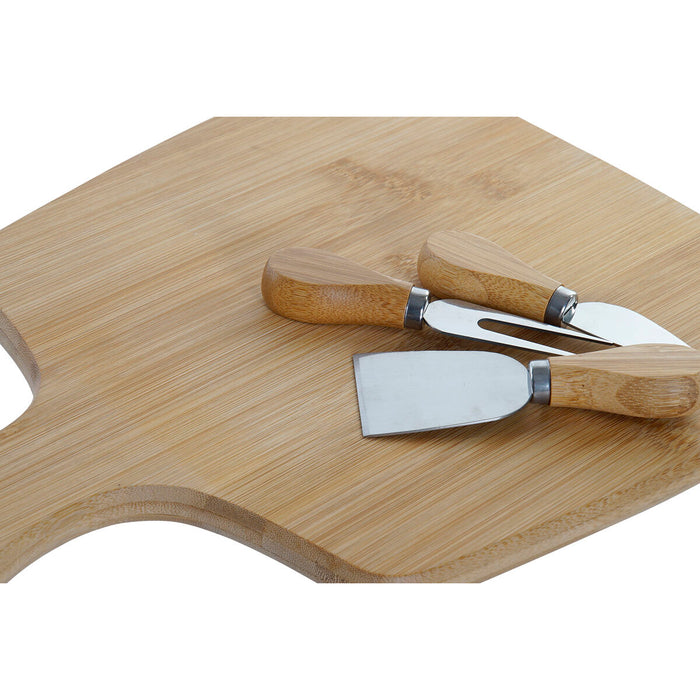 Masă de tăiat DKD Home Decor Natural Metal Bambus Oțel inoxidabil Dreptunghiular 30 x 40 cm 38 x 28 x 4 cm