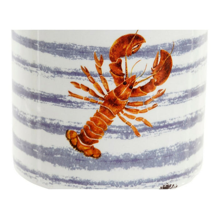 Suport pentru ustensile de bucătărie DKD Home Decor Albastru Alb Mediterană 5 Piese 11,5 x 11,5 x 26 cm