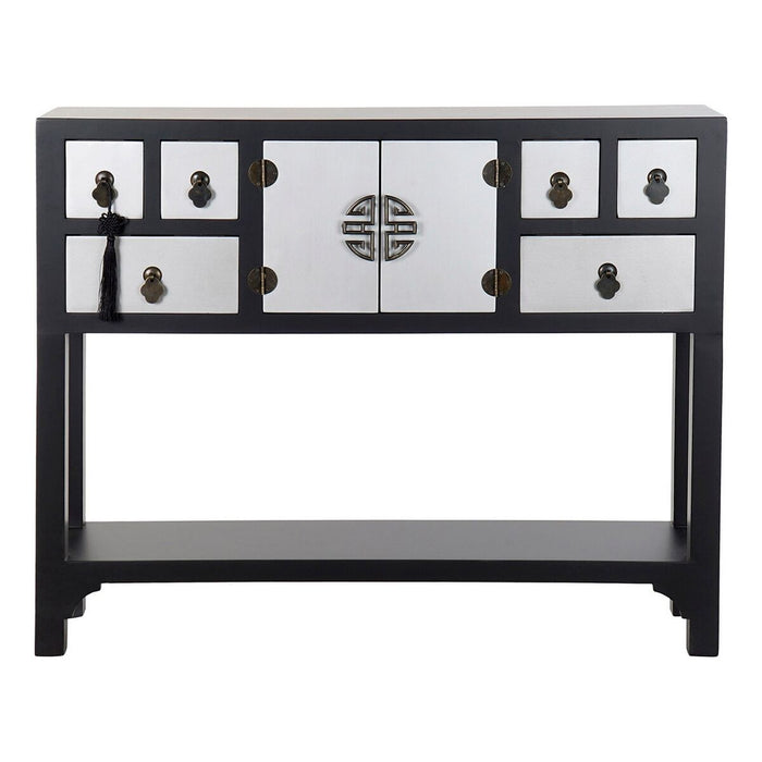 Consolă DKD Home Decor Negru Multicolor Argintiu Brad Lemn MDF 95 x 24 x 79 cm