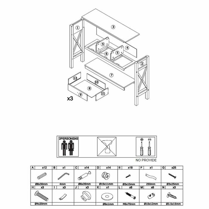 Consolă DKD Home Decor Alb Natural Plop 100 x 32 x 85 cm