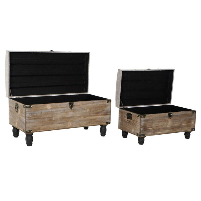 Banchetă DKD Home Decor Gri Maro (2 pcs) (80 x 40 x 44 cm)