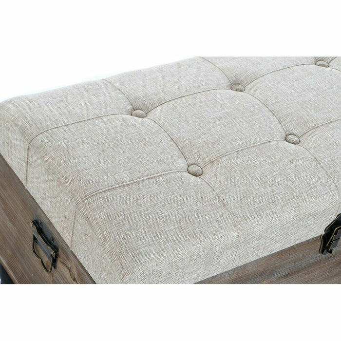 Cufăr de depozitare cu scaun DKD Home Decor 2 Piese Bej Lemn Poliester (80 x 40 x 44 cm)