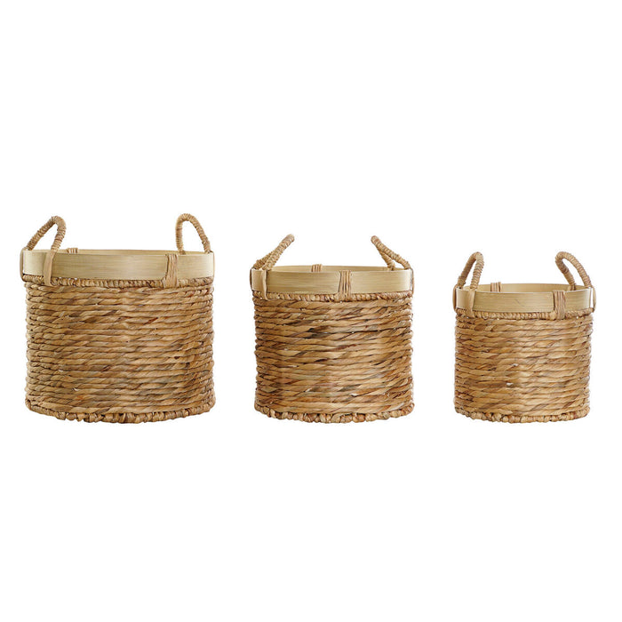 Set de Coșuri DKD Home Decor Bambus Tropical Stuf (35 x 35 x 30,5 cm) (3 Piese)