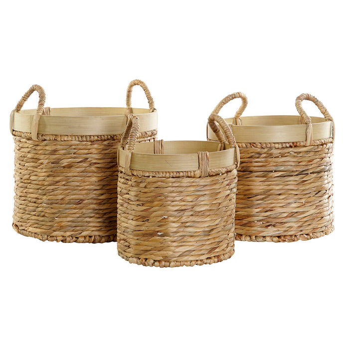 Set de Coșuri DKD Home Decor Bambus Tropical Stuf (35 x 35 x 30,5 cm) (3 Piese)