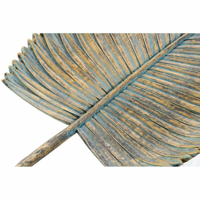 Decorațiune pentru Centrul Mesei DKD Home Decor 39 x 23 x 5 cm Gri Auriu* Tropical Frunza a unei plante
