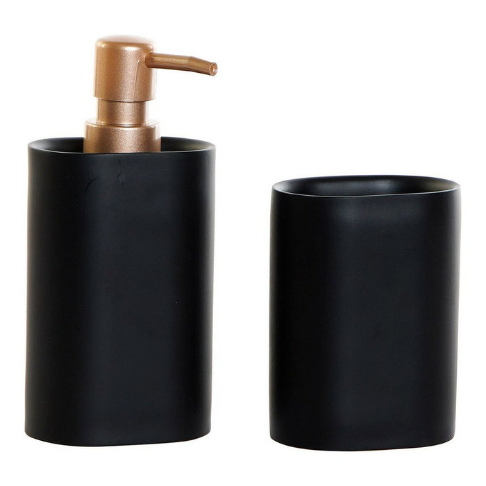 Set de Baie DKD Home Decor Negru Auriu* PVC Rășină Glam 8,5 x 6 x 18 cm (2 Unități)