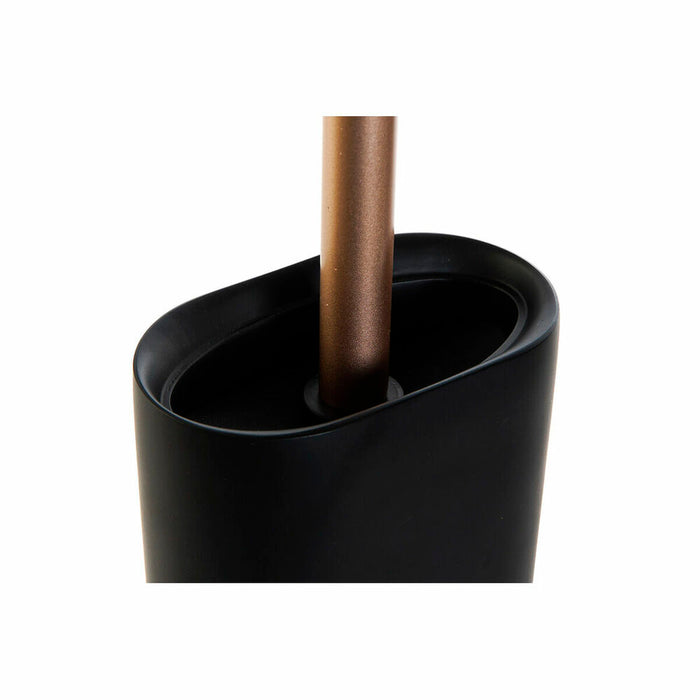 Perie pentru toaletă DKD Home Decor Negru Auriu* Rășină 10 x 6 x 40 cm
