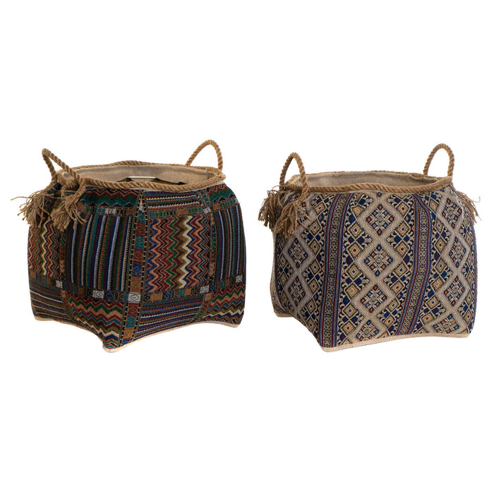 Coș DKD Home Decor Fibră naturală 41 x 41 x 40 cm Boho (2 Unități)