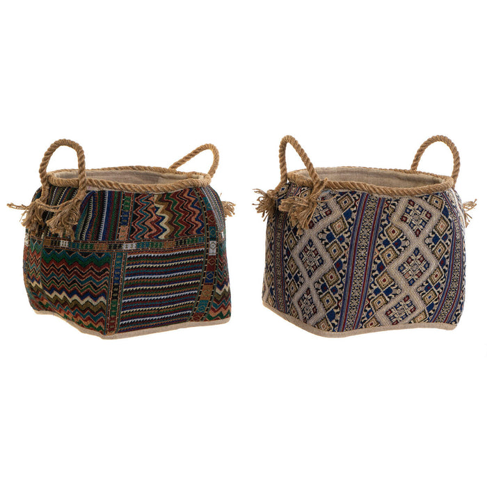 Coș DKD Home Decor 30 x 30 x 30 cm Fibră naturală Boho (2 Unități)