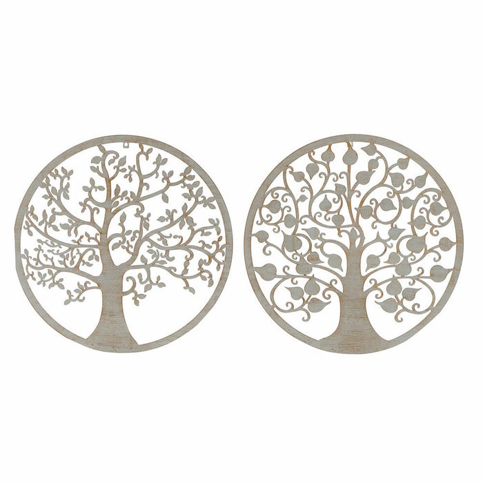 Decorațiune de Perete DKD Home Decor Copac Auriu* Alb Indian 60 x 1 x 60 cm (2 Unități)