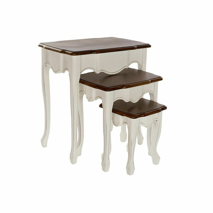 Set de 3 mese DKD Home Decor Alb Maro 60 x 40 x 66 cm