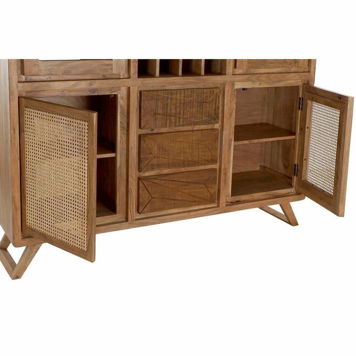 Stand Prezentare DKD Home Decor Geam Maro Ratan Salcâm (160 x 41 x 153 cm)