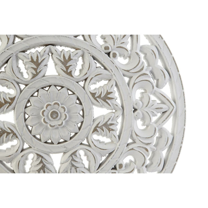 Decorațiune de Perete DKD Home Decor Alb Mandala Indian Finisaj învechit 30 x 2 x 30 cm (2 Unități)