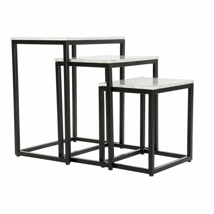 Set de 3 mese DKD Home Decor Alb Negru 50 x 35 x 60,5 cm